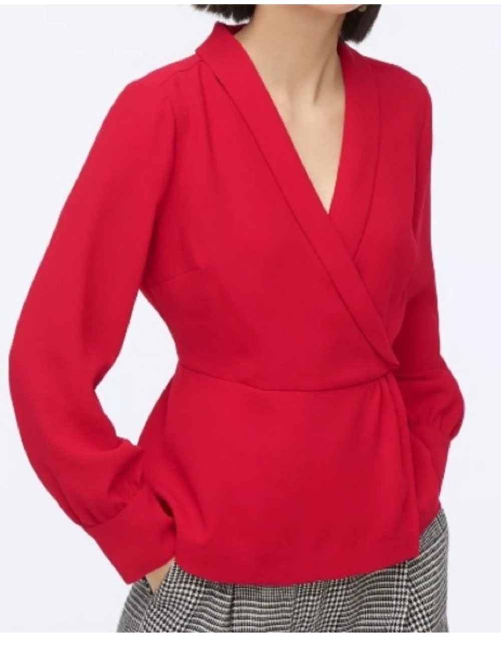 J. Crew Drapey Faux Wrap Top Women’s Size 2 365 Crepe Side Zip Classic Holiday